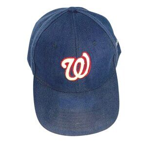 MLB Washington Nationals Blue Hat Cap Adjustable White Red Embroidered SpellOut